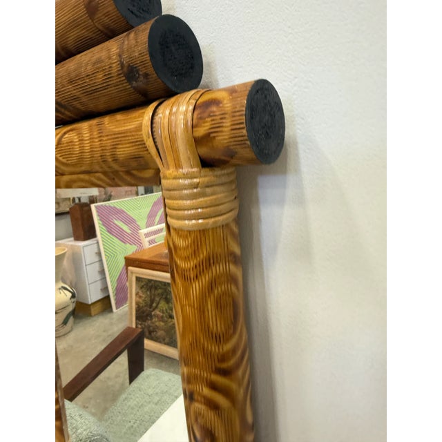 Late 20th Century Vintage Decorative Coastal Bamboo Mirror For Sale - Image 5 of 8