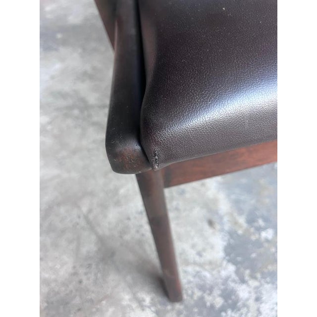 Wood Mid-Century Armchairs in Dark Wood and Brown Upholstery, 1960s, Set of 2 For Sale - Image 7 of 10
