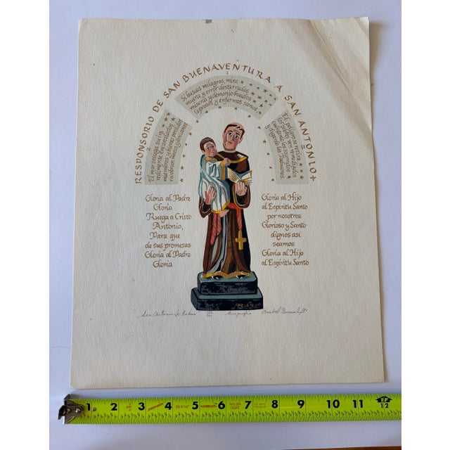 1980s Isabel Bernal Carlos Anzueta Signed/Numbered Serigraph San Antonio De Padua ‘84 For Sale - Image 9 of 9