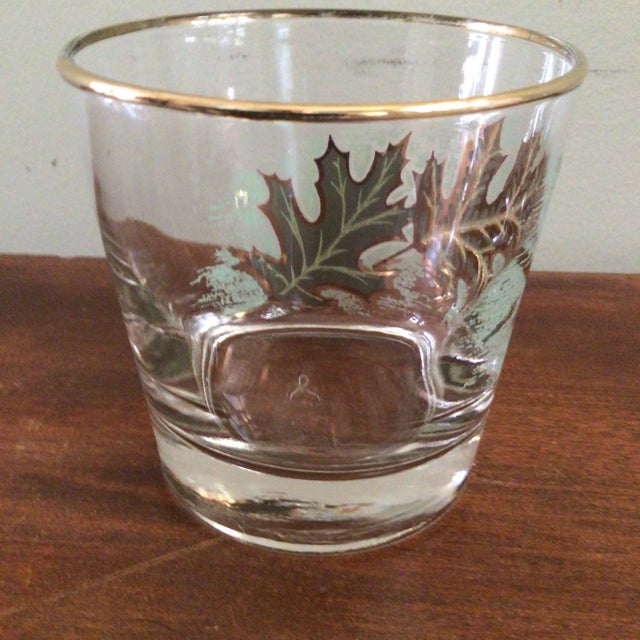 Gold Libbey Gold Oak Leaf/Gold Rim Low Ball Glasses Whiskey Glasses-Set of 5 For Sale - Image 8 of 13
