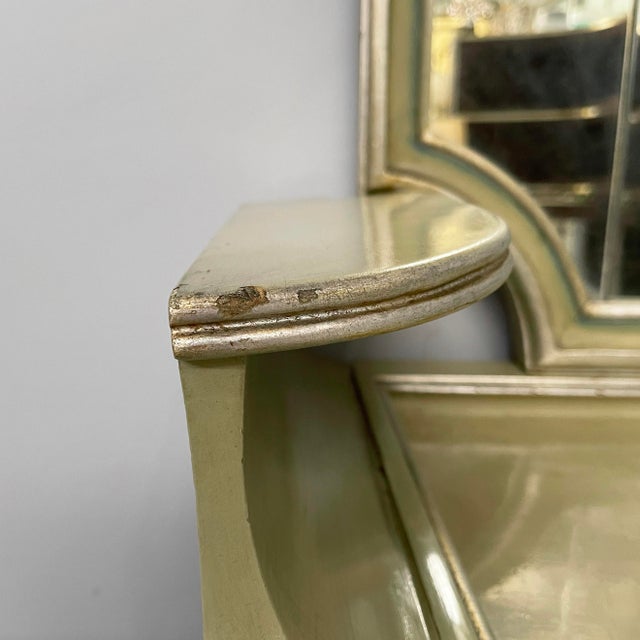 Art Deco Italian Makeup Console with Mirror and Stool in Wood, 1930s, Set of 2 For Sale - Image 14 of 18