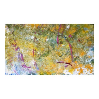 Green, Yellow, Red - Textured Expressionist Composition in Acrylic on Canvas by Charles David Francis For Sale