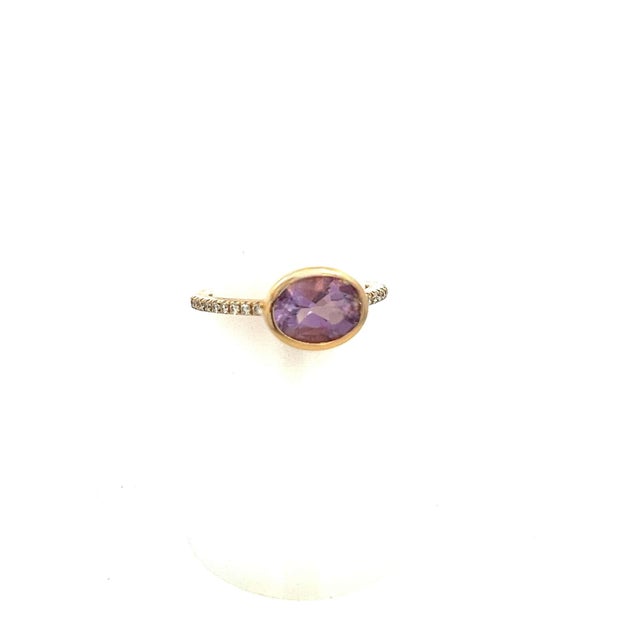 Natural Amethyst Diamond Ring Size 6.5 14k Y Gold 1.87 TCW Certified For Sale - Image 9 of 11