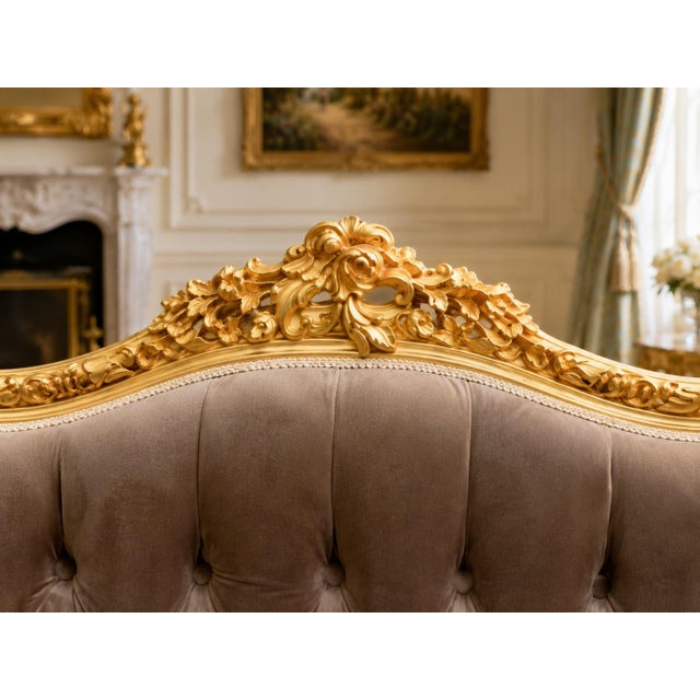 French 1950s French Atelier Louis XVI Gold Beech Settee - 1 Pc For Sale - Image 3 of 13