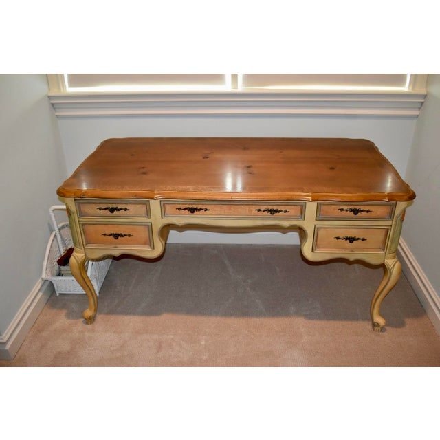 French Vintage Large Traditional Writer’s Desk For Sale - Image 3 of 4