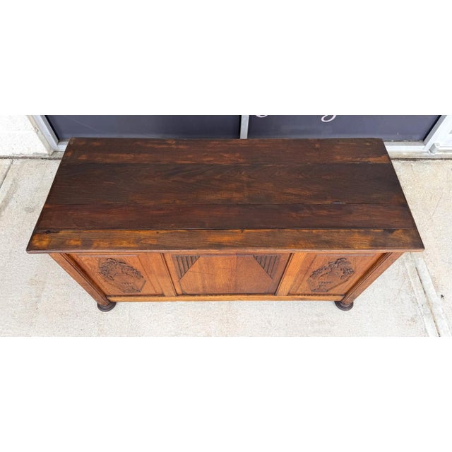 Wood Antique Belgian Oak Blanket Chest For Sale - Image 7 of 12