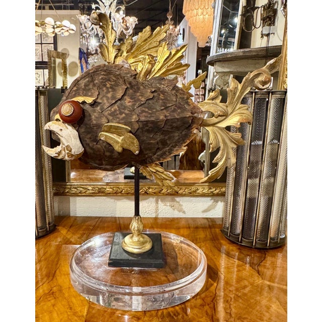 The 19th c. Italian Fish Sculpture is a decorative piece made of antiques element pieces on a lucite base. This certainly...