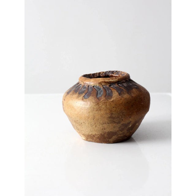 Tan Vintage Studio Pottery Vase For Sale - Image 8 of 8