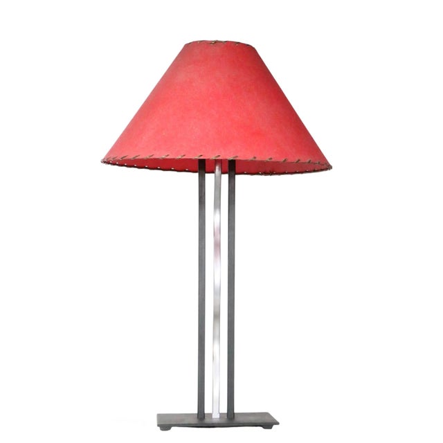 Metal Wave Form Post Modern Memphis Style Table Lamp C. 1980's For Sale - Image 10 of 12