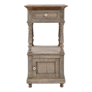 1900s Belgian Bleached Oak Bedside Table For Sale
