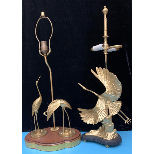 Vintage Mid 20th Century Toyo Brass Crane Lamps a Pair Chairish