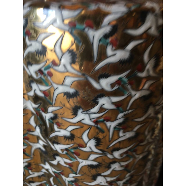 1930's Gilt Gold & Antique Cream Decorated Ceramic Lamps Adorned With Handcarved Elephant & Rabbit Flinlilies For Sale - Image 12 of 13
