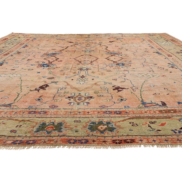 French Provincial Late 19th Century Turkish Oushak Rug, 11'04 X 13'08 For Sale - Image 3 of 10