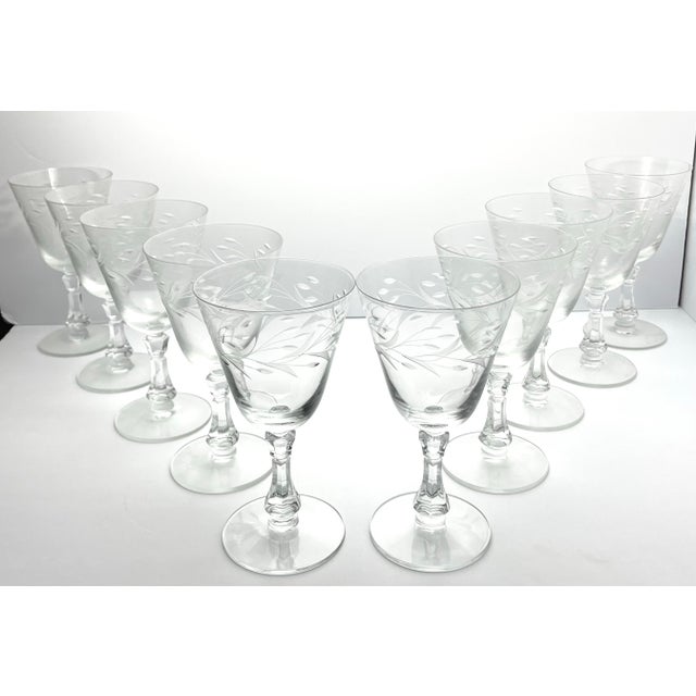American 1950s Fostoria “Bridal Wreath” Water Glasses - Set of 10 For Sale - Image 3 of 6