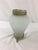 This sweet and charming frosted glass vase has floral details and lovely brass fittings on the top and bottom. Some damage...