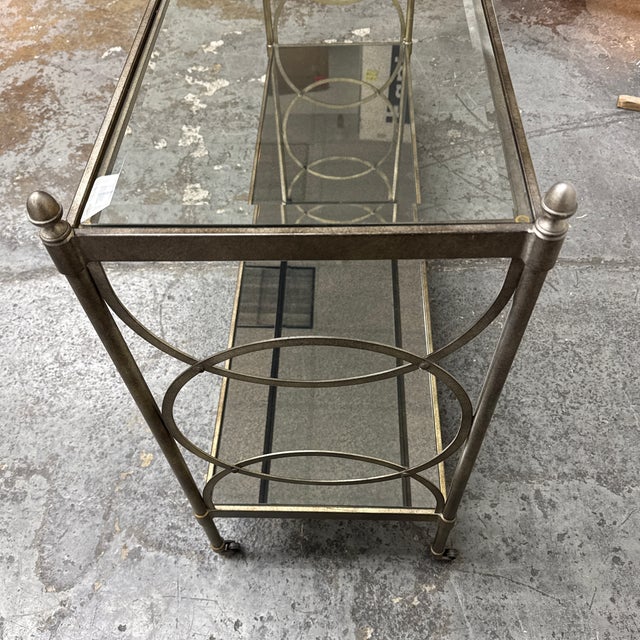 Hollywood Regency Metal + Glass Console Table, Vintage For Sale In San Francisco - Image 6 of 12
