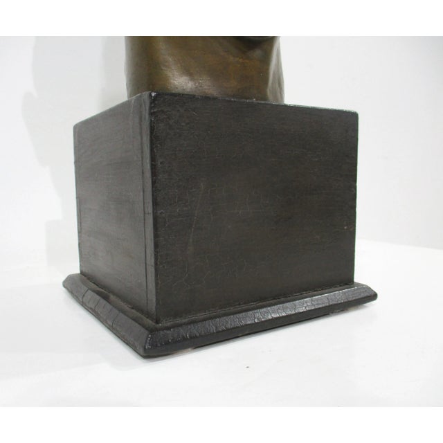 Mid Century Male Bust Cast Plaster Sculpture in the Style of Bronze For Sale - Image 10 of 11