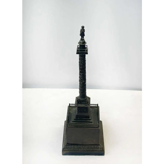 Traditional bronze sculpture of the Vendôme Column with Napoleon standing gracefully on top. The piece is removable,...