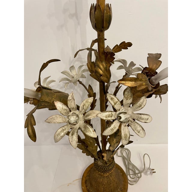 Painted Gilt Italian Tole Lamp For Sale - Image 10 of 10