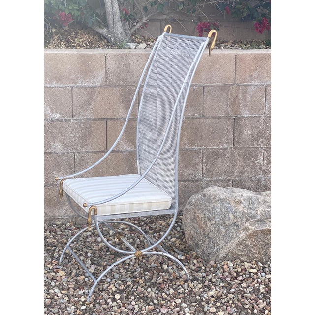 Blue Maison Jansen Style Rare French Midcentury Patio Swan Chairs - Set of 6 For Sale - Image 8 of 12