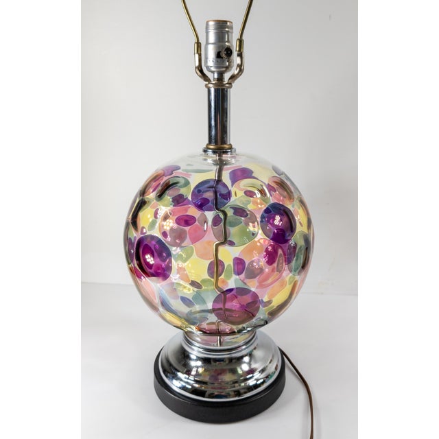 1980s 1980's Mid-Century Hollywood Regency Multi Color Art Glass Table Lamp For Sale - Image 5 of 7