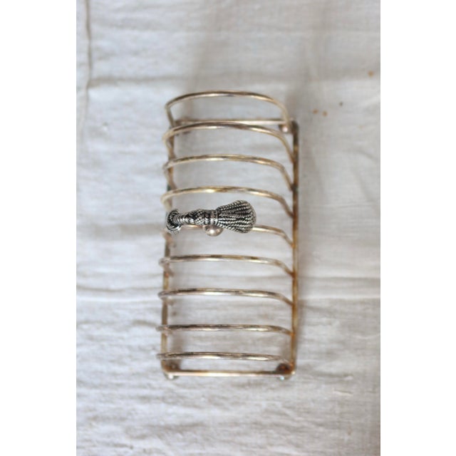 Large Vintage Silver Metal Toast Rack with Curtain Bow Detail and Tray, 1970s, Set of 2 For Sale - Image 15 of 15