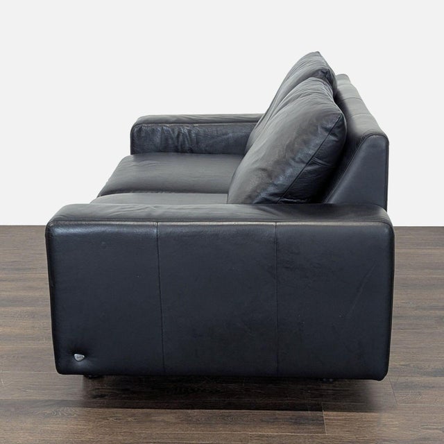 Modern Ekornes Batick Stressless Black Leather Loveseat - Modern Comfort For Sale - Image 3 of 9