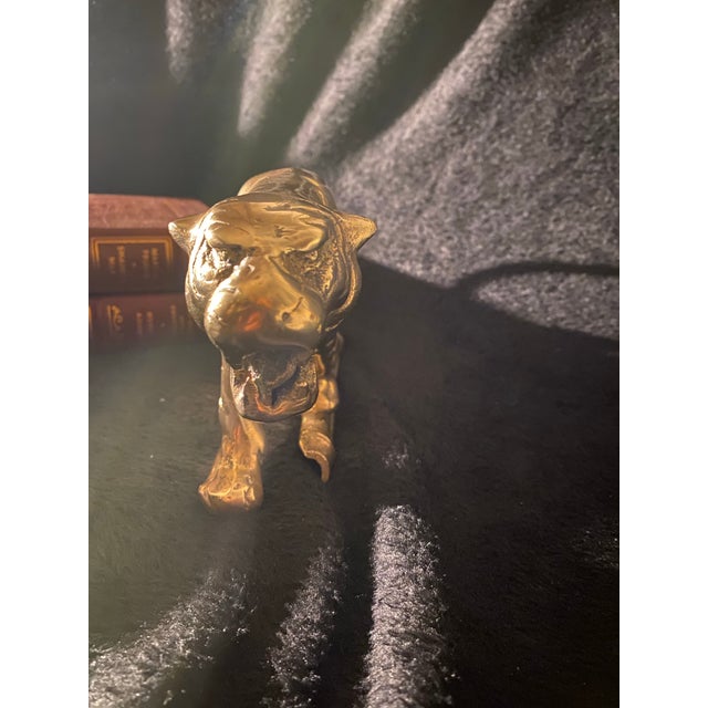 Mid-Century Brass Roaring Tiger Sculpture - Hollywood Regency For Sale In Miami - Image 6 of 11