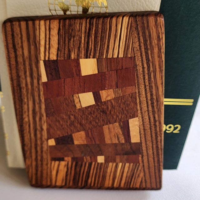 Modern Vintage 80's Inlaid Wood Mosaic Bookends by Wildwood, Set of Two For Sale - Image 3 of 8