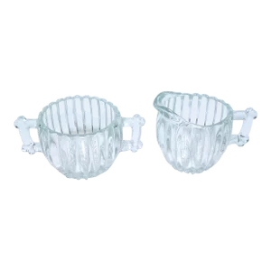 1930s Jeanette Glass Company Clear Sugar & Creamer Set- 2 Pieces