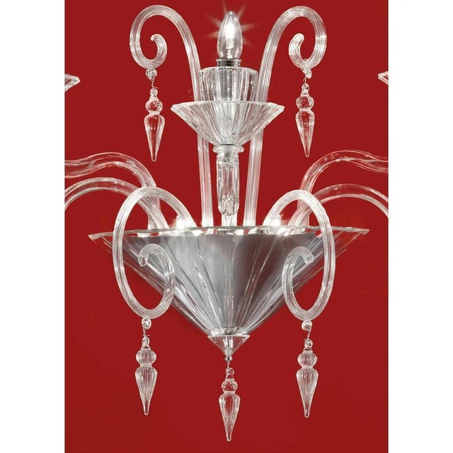 Contemporary Venetian Imperial Rigadin Murano Glass Wall Sconce in Transparent Glass by Simoeng for Simoeng For Sale - Image 3 of 8