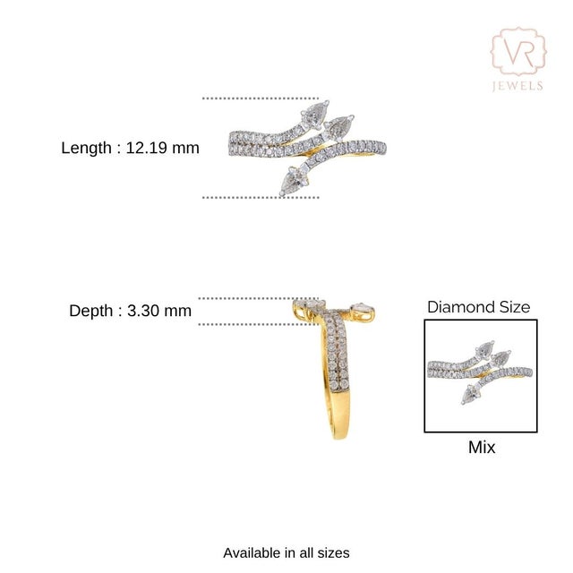 VRJewels Celestial Open Bypass Diamond Engagement Ring Size 4 in 14k Solid Gold For Sale - Image 9 of 14