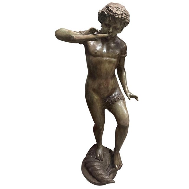 20th Century Bronze Nude Faun and Urban Scugnizzo Sculptures, Set of 2 For Sale - Image 6 of 8