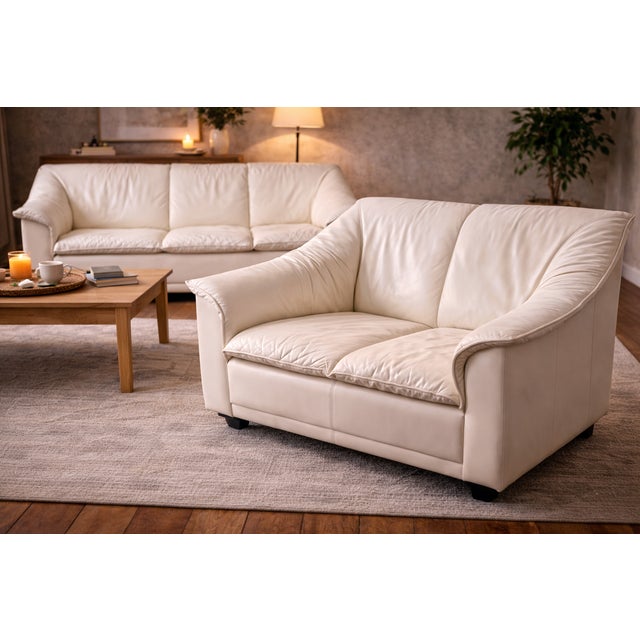 Vintage Leather Sofa Set, 1980s, Set of 2 For Sale - Image 15 of 17