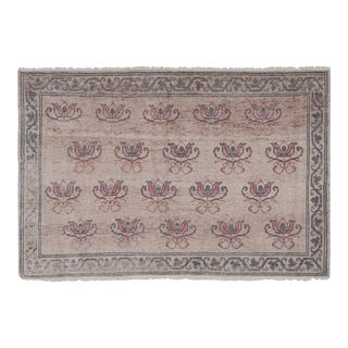 Vintage Faded Turkish Floral Rug - Small Kitchen Mat For Sale
