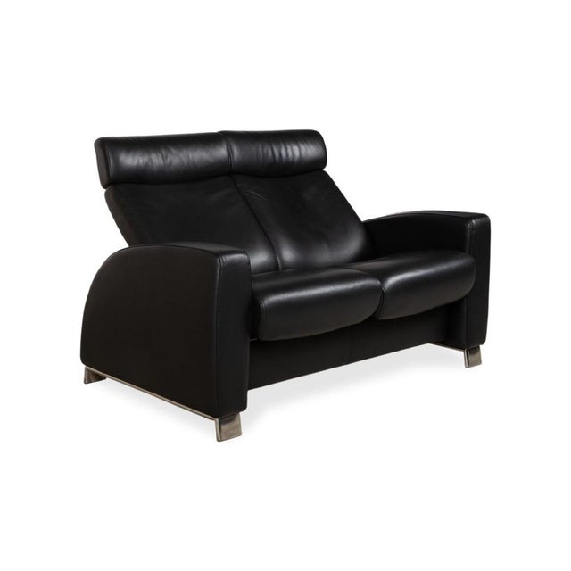 Arion Leather Two-Seater Black Manual Function Sofa from Stressless For Sale - Image 4 of 17