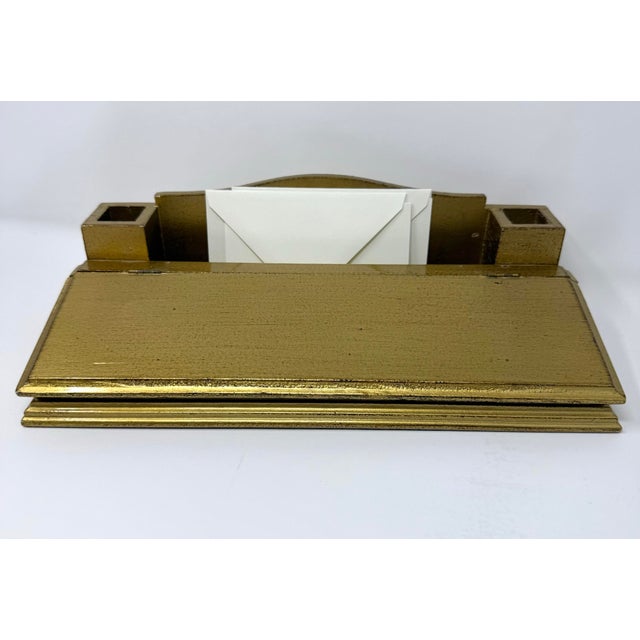 Italian Vintage Italian Handcrafted Giltwood Desk Stationery Organize For Sale - Image 3 of 12