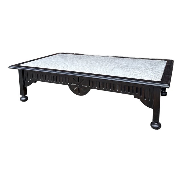 Large Mid-Century Modern Mosaic Tile Top Coffee Table, Designer Unknown For Sale