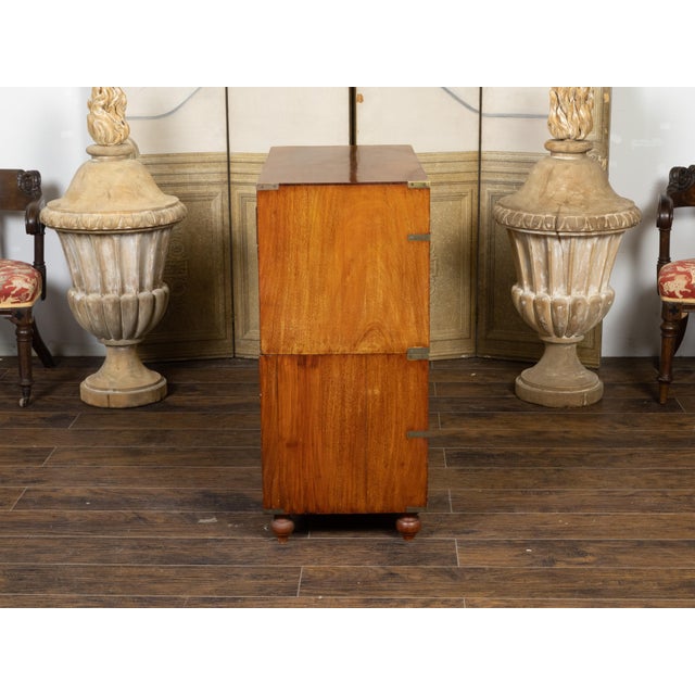 English 19th Century Teak Campaign Chest with Five Drawers and Brass Hardware For Sale - Image 11 of 12