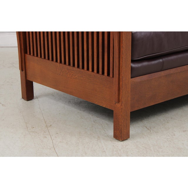 Stickley Mission Oak Burgundy Leather Sofa For Sale - Image 11 of 18