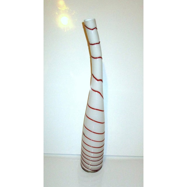 Art Glass Murano Glass Striped Peppermint White Red Vases 2