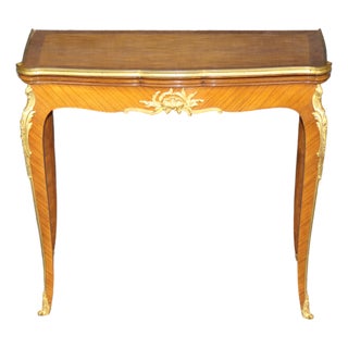 French Louis XV Parquetry and Bronze Ormolu Mounted Game Table by Francois Linke For Sale