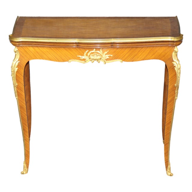 French Louis XV Parquetry and Bronze Ormolu Mounted Game Table by Francois Linke For Sale
