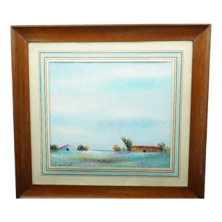 Giovanni Omiccioli, Fregene Beach with Huts, 20th Century, Oil Painting on Cardboard, Framed For Sale