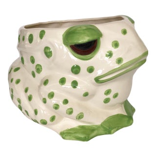 Vintage Ceramic Polka Dot Frog Planter For Sale