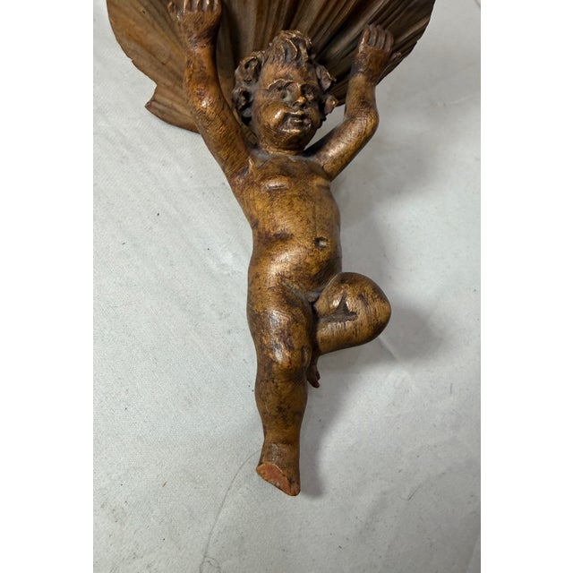 Antique Hand Carved 19th Century Victorian Putti Cherub Wall Shelf Sculpture For Sale - Image 11 of 11
