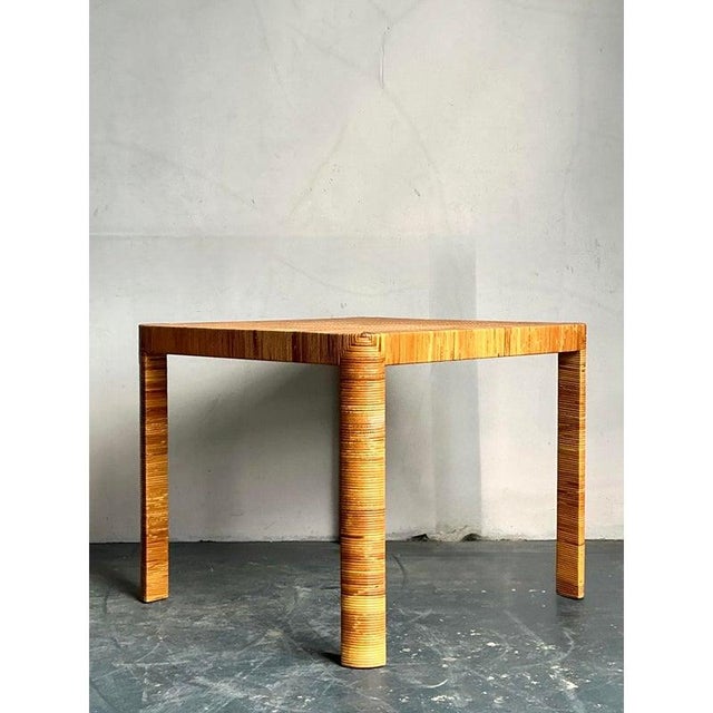 Early 21st Century Vintage Boho Bielecky Brothers Wrapped Rattan Game Table For Sale - Image 5 of 13