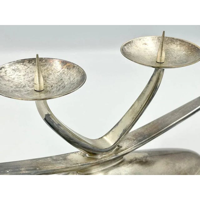 Silver Art Deco Ikora Candleholder from WMF, 1950s For Sale - Image 8 of 10