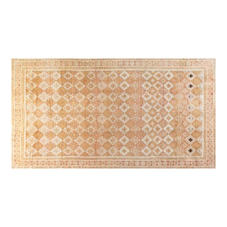 Authentic 1900 Indian Agra Orange Handmade Rug For Sale