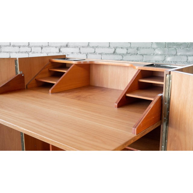 1970s Mid-Century Danish Modern Teak Hideaway Desk & Cabinet For Sale - Image 4 of 15